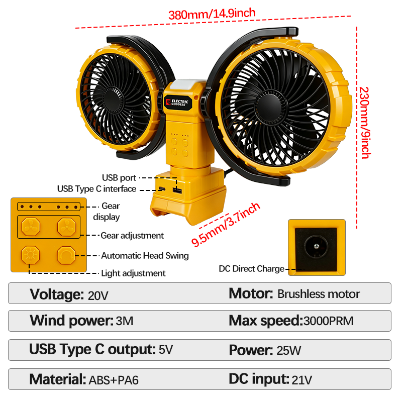 3000RPM 휴대용 듀얼 헤드 팬 360 °   회전 - Woodworking Power Tools 리뷰 및 가격