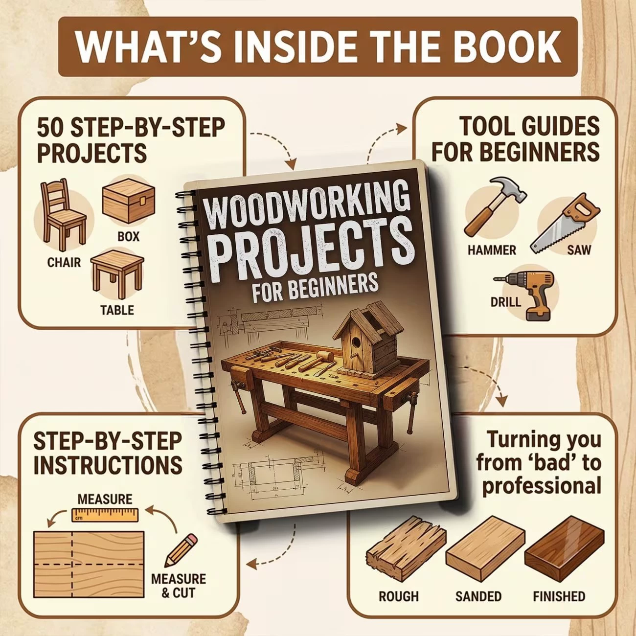 초보자를 위한 목공 프로젝트 책, 간단하고 실용적인 프 - Woodworking Ebook 리뷰 및 가격